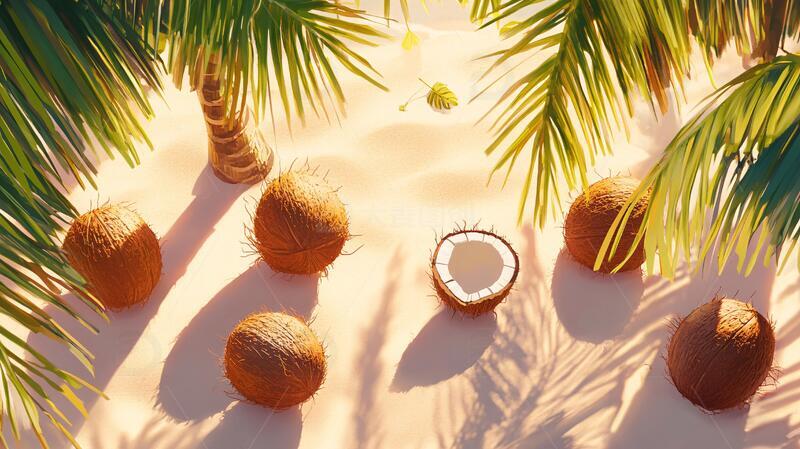 高清大图下载【趣麦麦图】创意椰壳详情创意景色