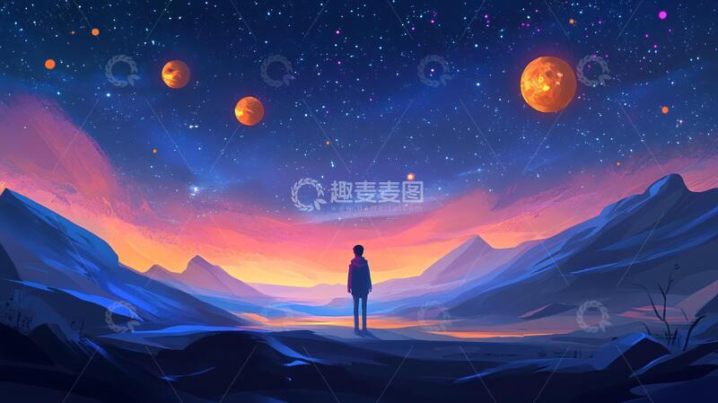 高清大图下载【趣麦麦图】星月河幻想插画16