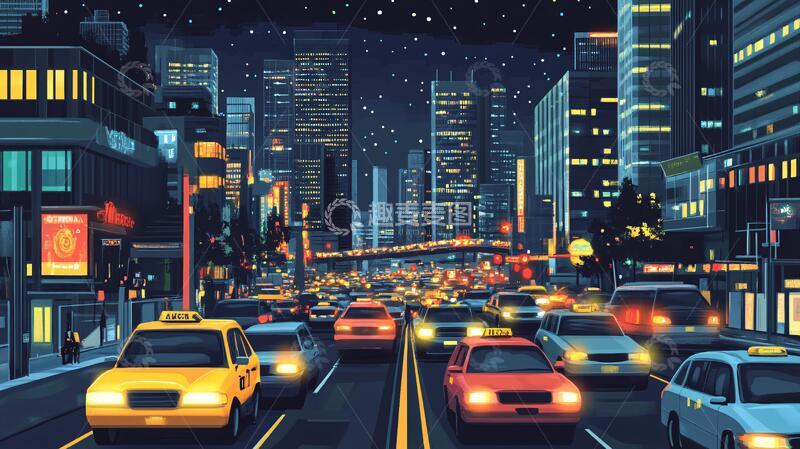 高清大图下载【趣麦麦图】大都市街道街道拥挤城市