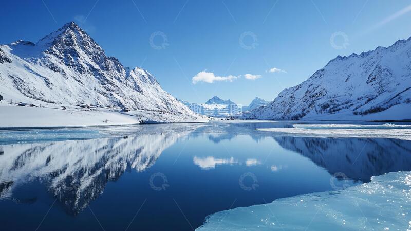 高清大图下载【趣麦麦图】然乌湖高清雪山湖泊冰雪