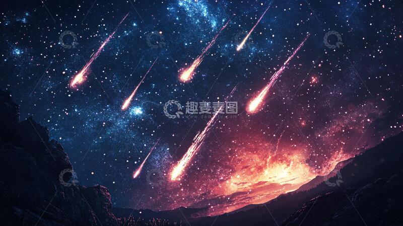 高清大图下载【趣麦麦图】流星雨壁纸陨石宇宙素材
