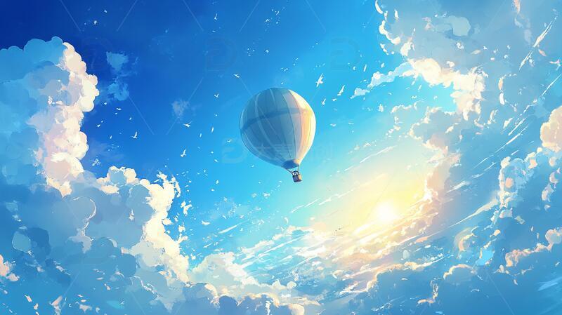 高清大图下载【趣麦麦图】热气球插画场景17