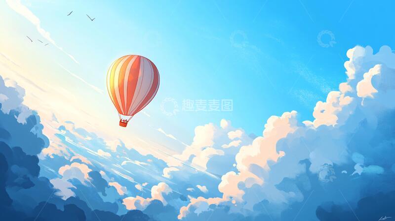 高清大图下载【趣麦麦图】热气球插画场景18