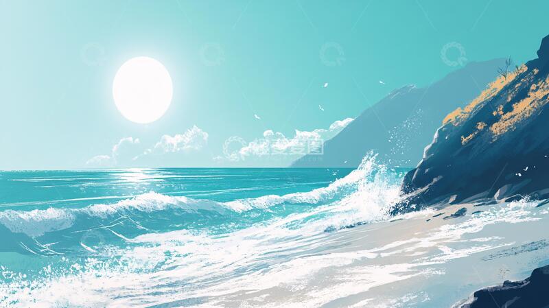 高清大图下载【趣麦麦图】海岸插画插画海边沿海