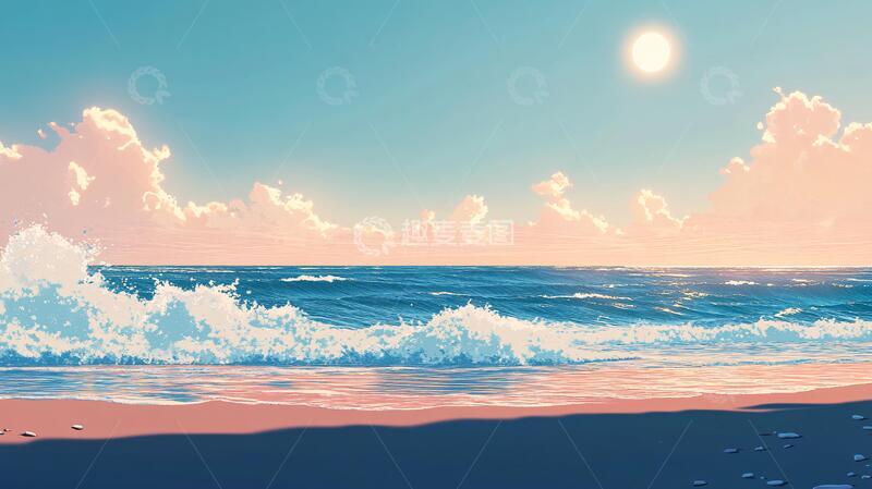 高清大图下载【趣麦麦图】海岸插画插画海边海岸