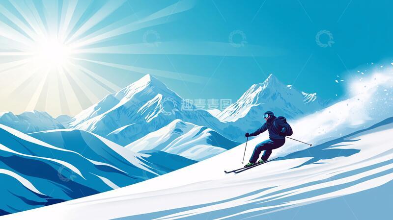 高清大图下载【趣麦麦图】滑雪插画滑雪插画冬季2