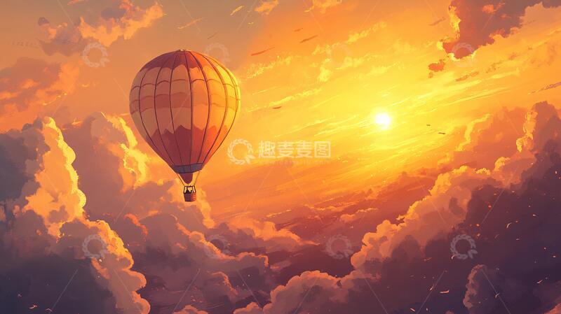 高清大图下载【趣麦麦图】热气球插画场景14