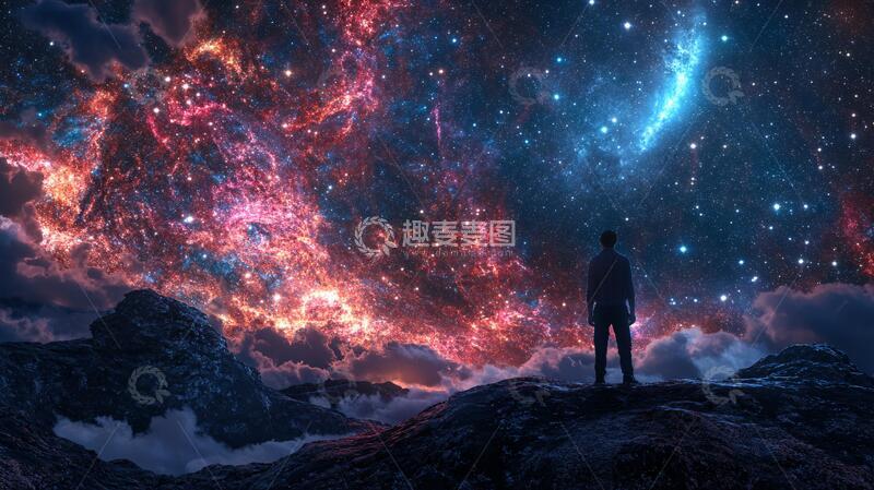 高清大图下载【趣麦麦图】星云与人类宇宙星云人类