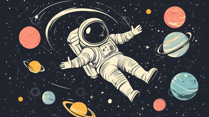 高清大图下载【趣麦麦图】宇航员素材插画1