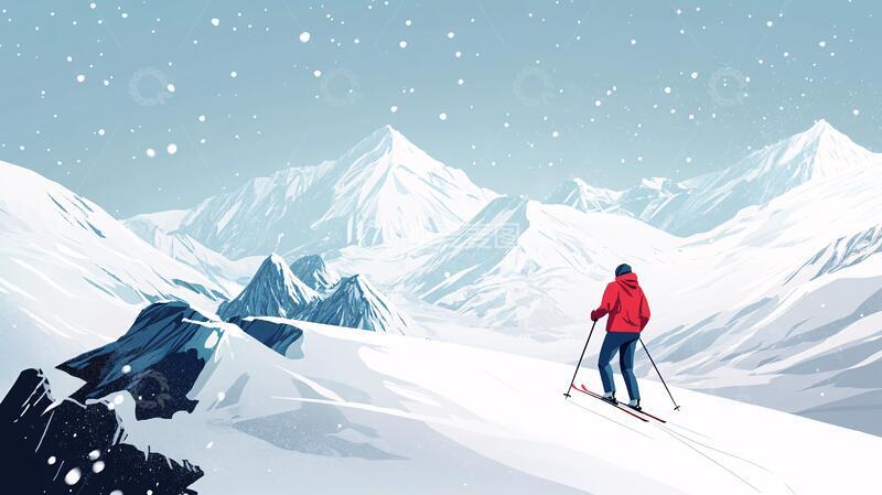 高清大图下载【趣麦麦图】冬季户外登山雪景1