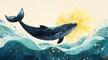 鲸鱼插画鲸鱼插画手绘
