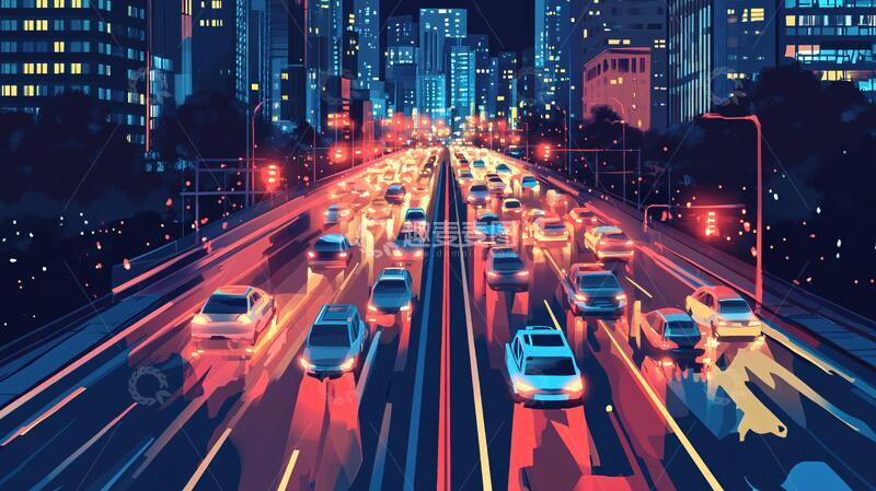 高清大图下载【趣麦麦图】智能马路交通科技智能