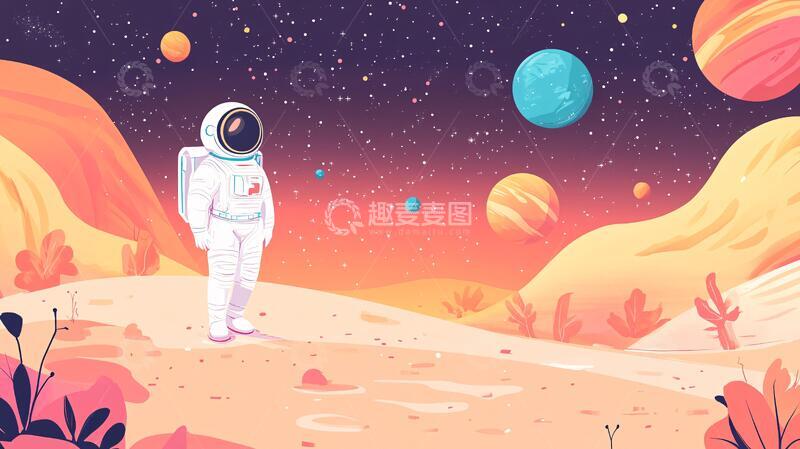 高清大图下载【趣麦麦图】宇航员素材插画2