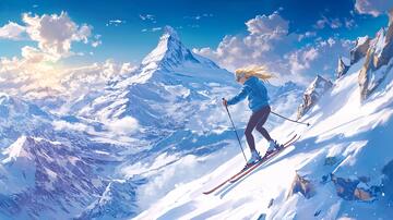 滑雪插画插画视觉背景