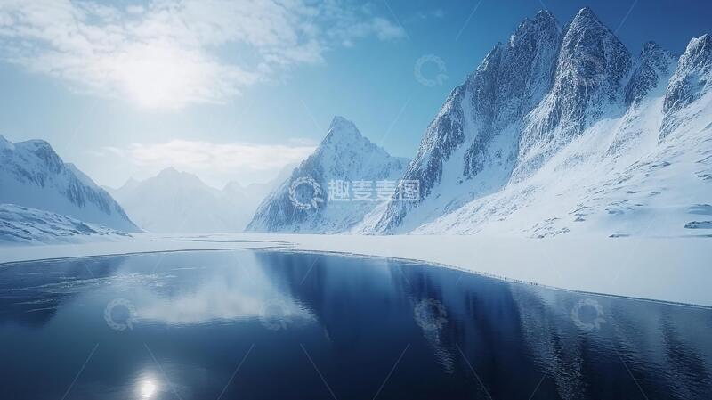 高清大图下载【趣麦麦图】高山湖泊冰雪