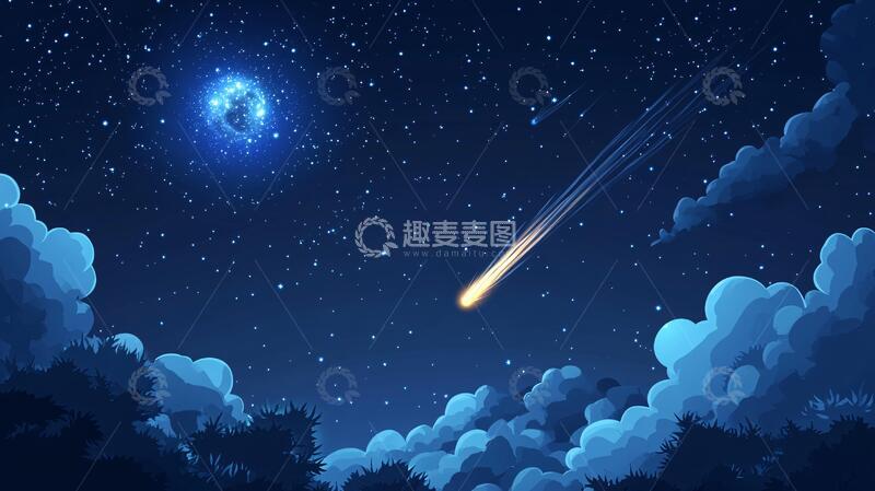 高清大图下载【趣麦麦图】流星插画彗星插画素材