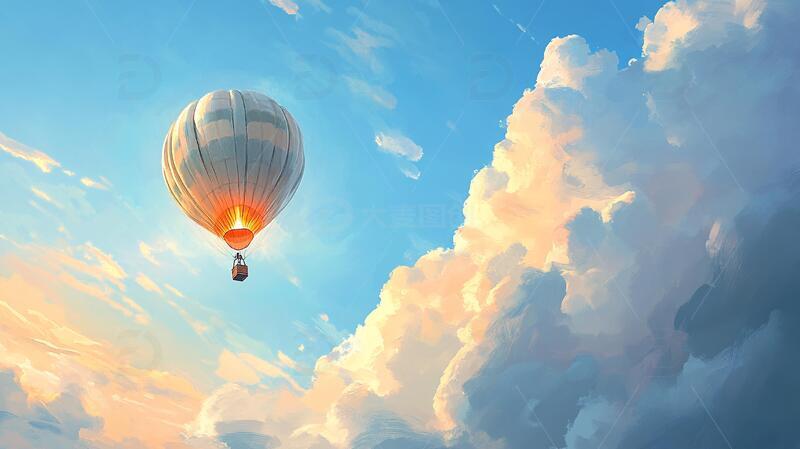 高清大图下载【趣麦麦图】热气球插画场景9