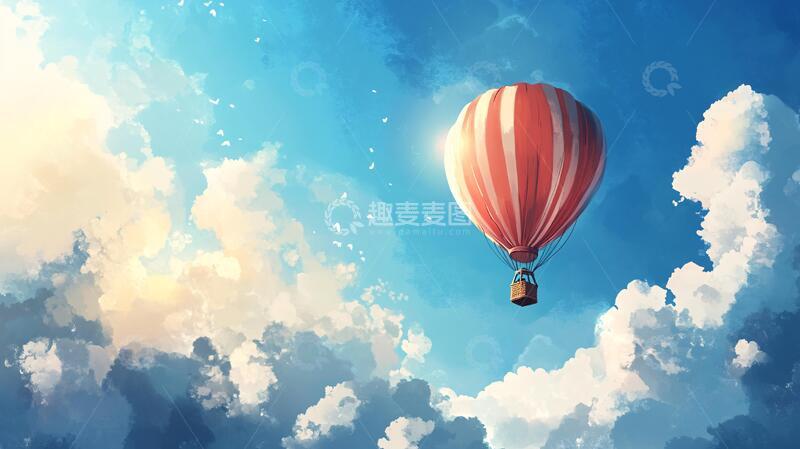 高清大图下载【趣麦麦图】热气球插画场景10
