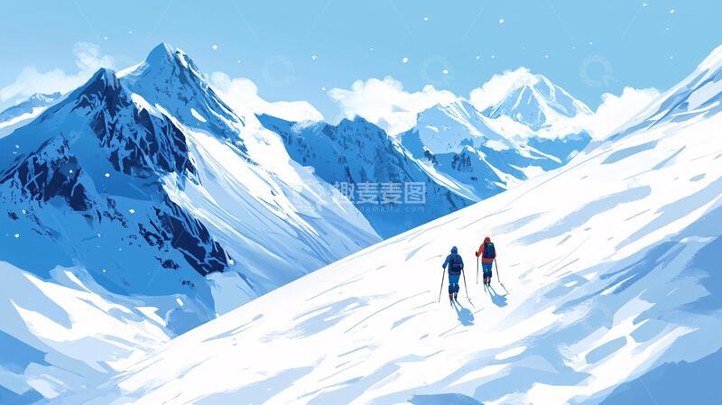 高清大图下载【趣麦麦图】登山插画登山户外插画