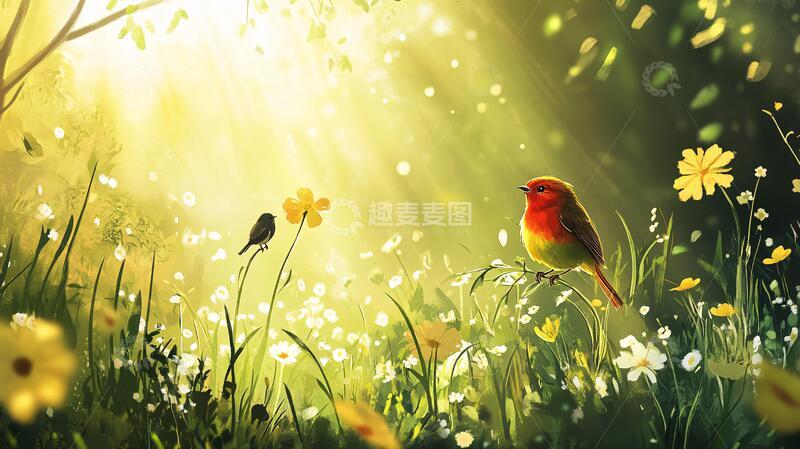 高清大图下载【趣麦麦图】早晨阳光插画2