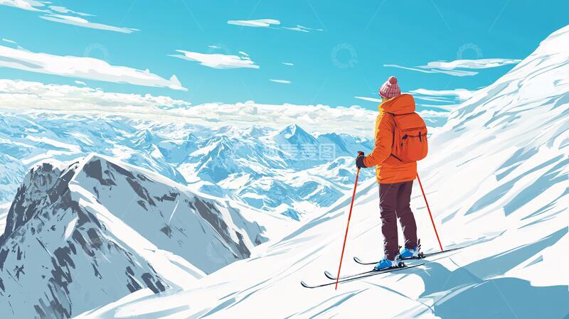 高清大图下载【趣麦麦图】登山插画插画户外登山