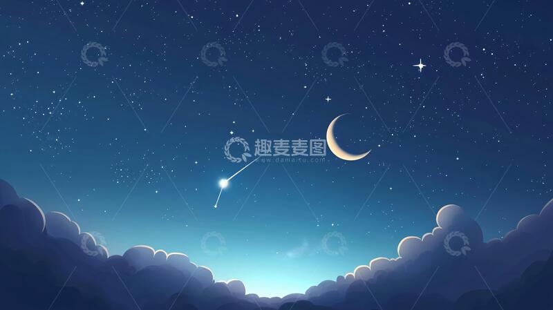 高清大图下载【趣麦麦图】夜晚云彩星星3