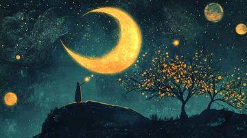 月光插画月光下6