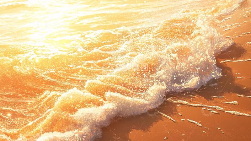 高清大图下载【趣麦麦图】金滩白浪浪花海边海滩