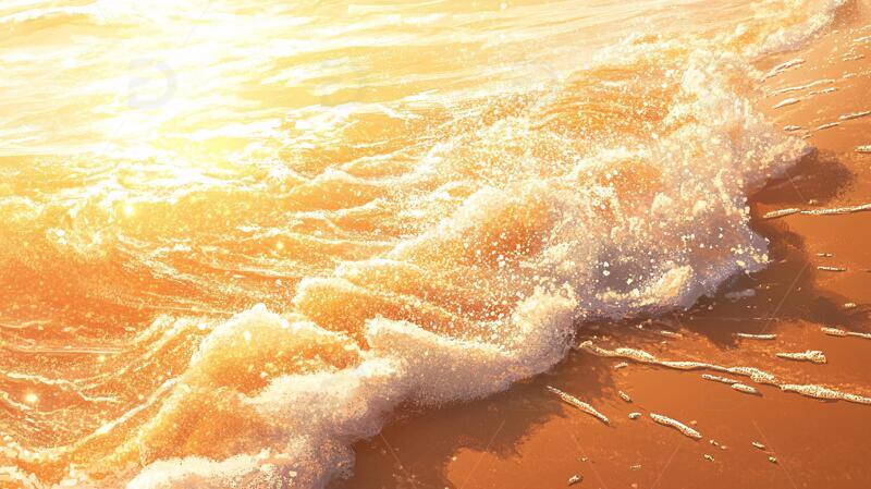 金滩白浪浪花海边海滩