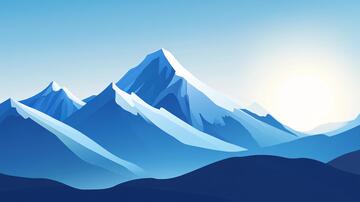 雪山插画插画蓝色风景