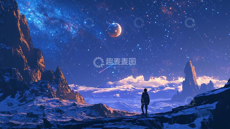 高清大图下载【趣麦麦图】科幻插画风科幻宇宙场景
