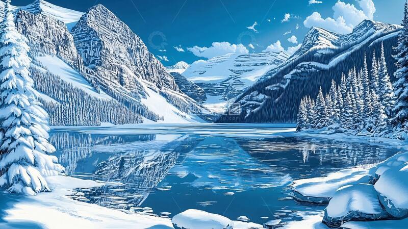 高清大图下载【趣麦麦图】电脑装饰画不冻河1