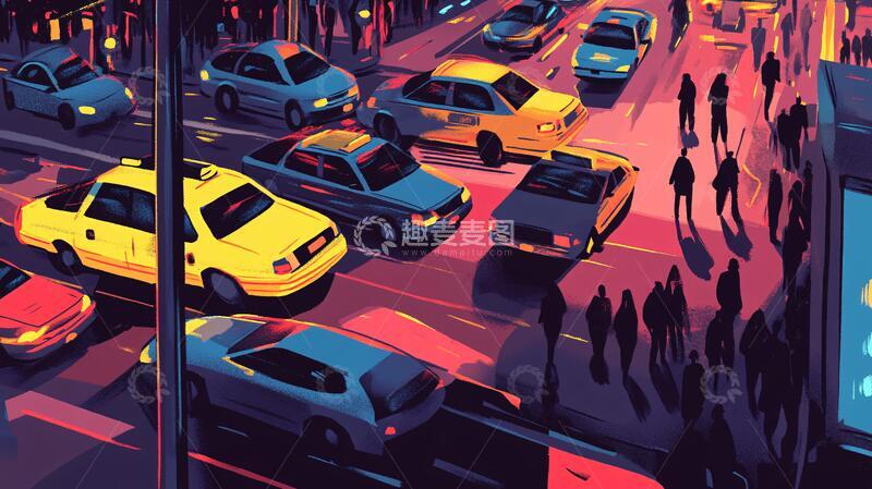 高清大图下载【趣麦麦图】城市街道拥挤