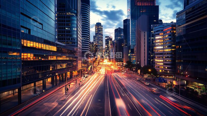 高清大图下载【趣麦麦图】城市快节奏城市车流都市