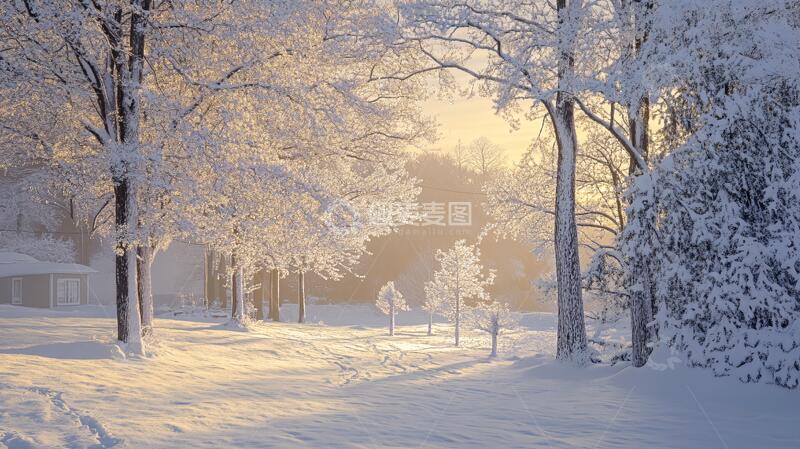 高清大图下载【趣麦麦图】冬天夕阳雪景