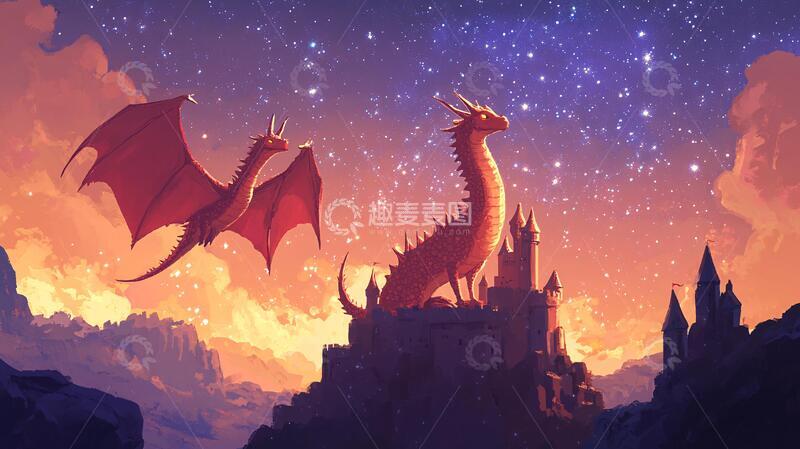 高清大图下载【趣麦麦图】龙的守护者壁纸插画意义