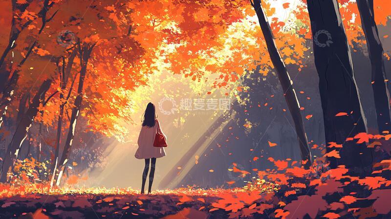 高清大图下载【趣麦麦图】秋天治愈插画8
