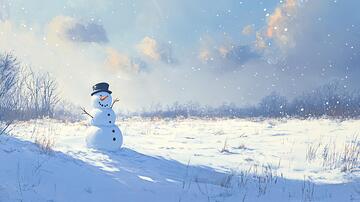 雪人插画插画雪人雪景