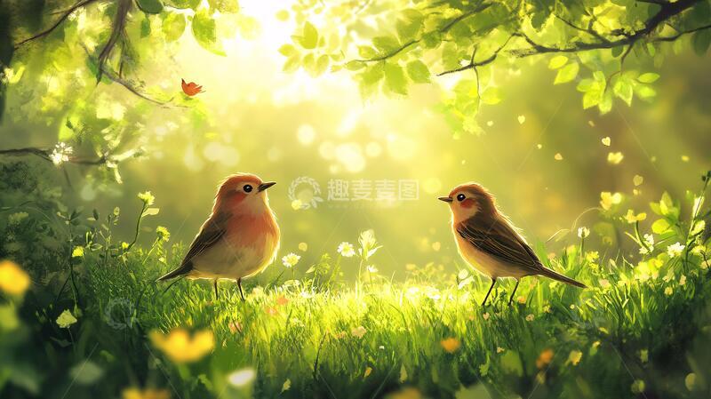 高清大图下载【趣麦麦图】小鸟田园背景
