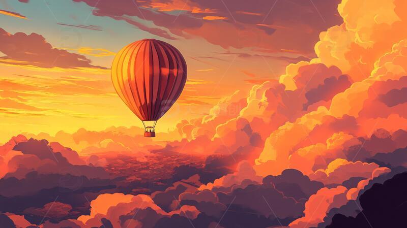 热气球插画场景7