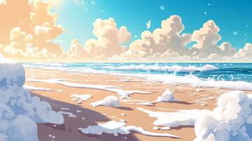 插画海边插画海边唯美1