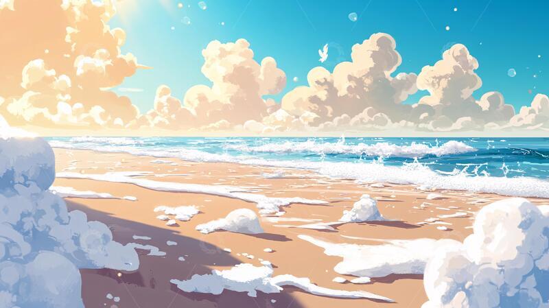 高清大图下载【趣麦麦图】插画海边插画海边唯美1