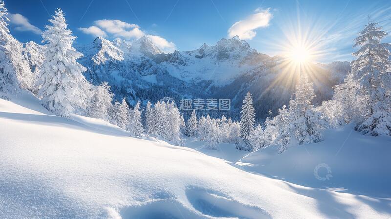 高清大图下载【趣麦麦图】阳光下冰天雪地