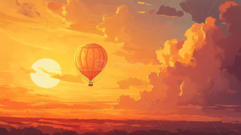 热气球插画场景5