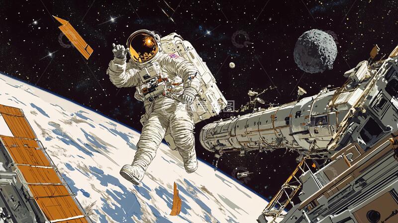 高清大图下载【趣麦麦图】宇航员壁纸壁纸手绘图片