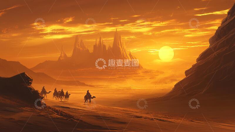 高清大图下载【趣麦麦图】新疆魔鬼城插画1