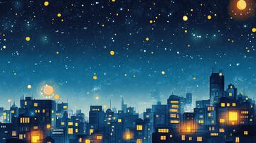 夜景插画插画夜景手绘