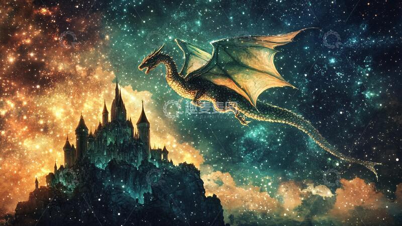 高清大图下载【趣麦麦图】龙的梦想插画梦想魔术