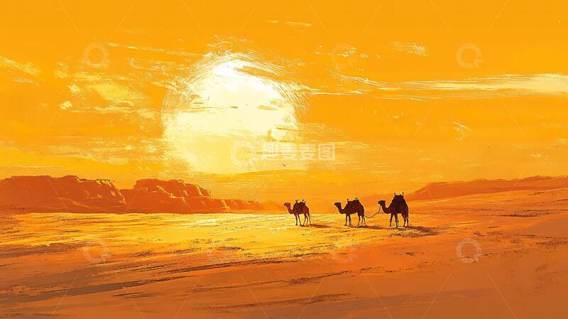 高清大图下载【趣麦麦图】新疆魔鬼城插画