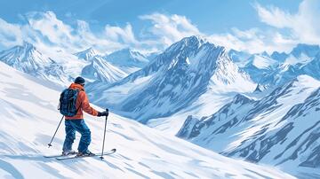 滑雪插画插画滑雪冬季